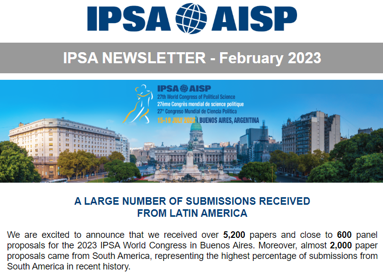 ipsa_aisp's tweet photo. The February edition of IPSA’s newsletter is now available online: https://t.co/WgUsjBr4m6
Subscribe to our FREE newsletter to stay informed on upcoming political science events, calls for papers, job offers, new publications, awards and more: https://t.co/FzZCDmCg1e https://t.co/bwFyP8TX1s