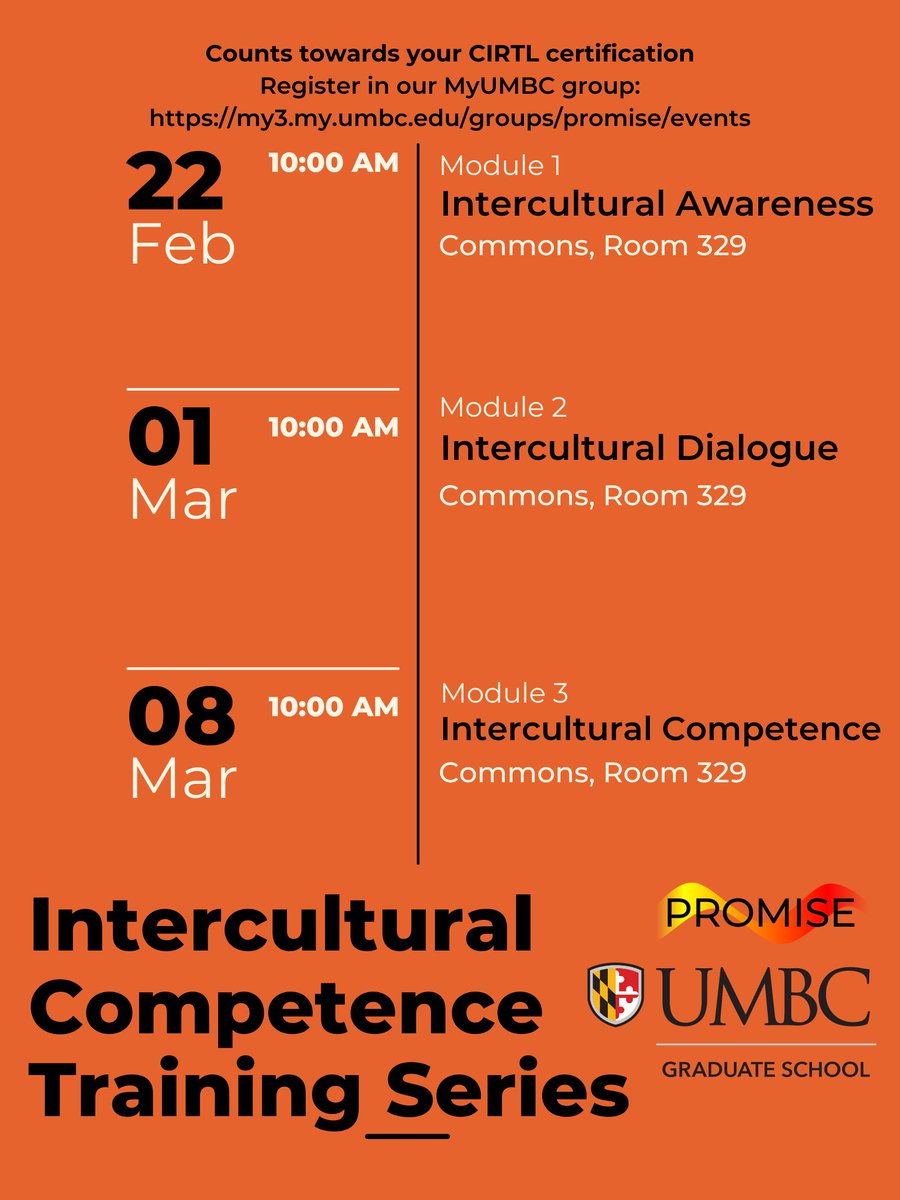 Exploring Intercultural Awareness, Dialogue, &amp; Competence. If you are interested in improving your effective communication skills to improve your interpersonal relationships, &amp; leadership abilities, these events are for you! UMBC Gradschool, GSPD.