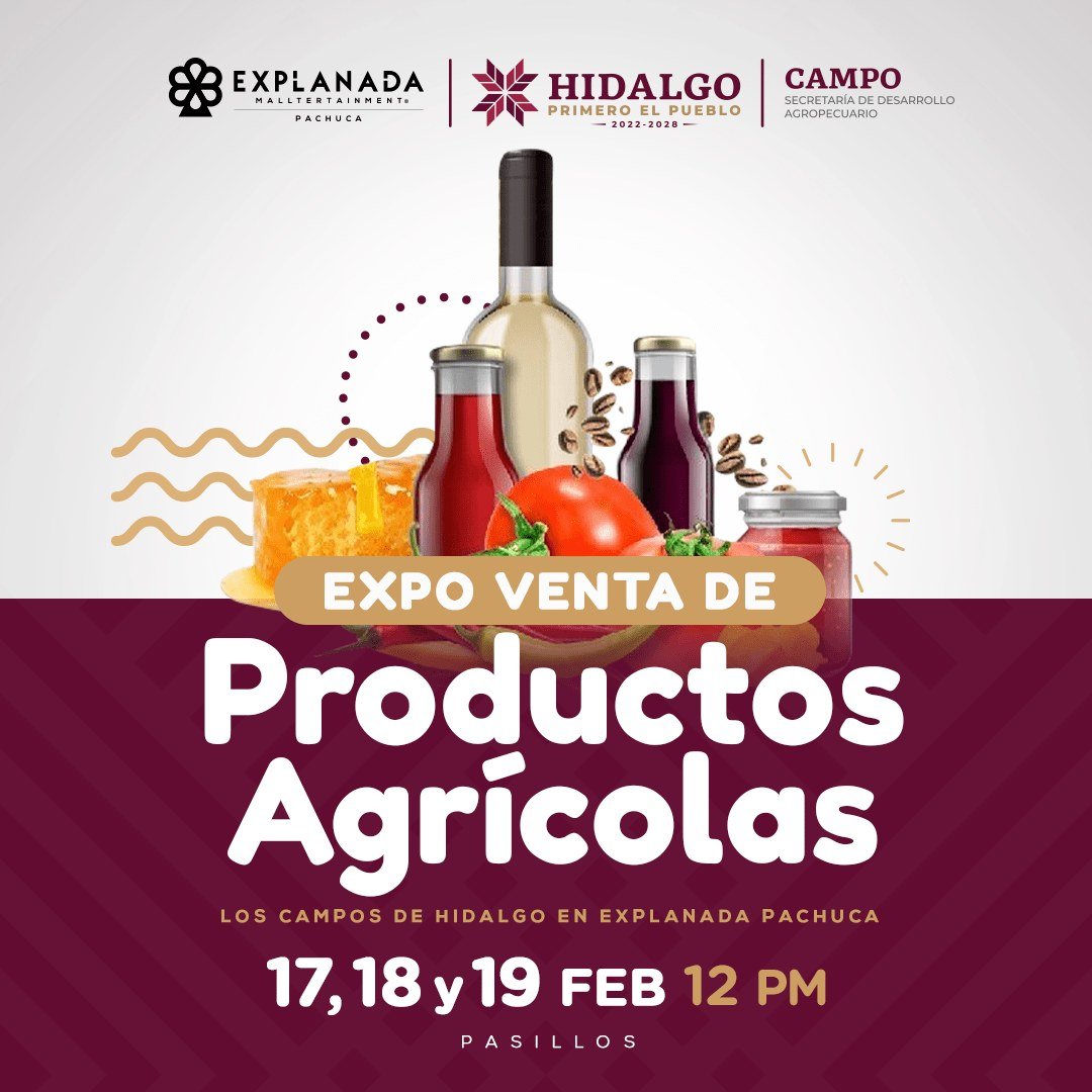 ExplanadaPAC's tweet photo. ¡Los campos de Hidalgo llegan a #ExplanadaPachuca en una sola expo! 🌾
No te lo pierdas todo el fin de semana a partir de las 12 PM con @SEDAGRO_HIDALGO. https://t.co/awzjMxhYBu