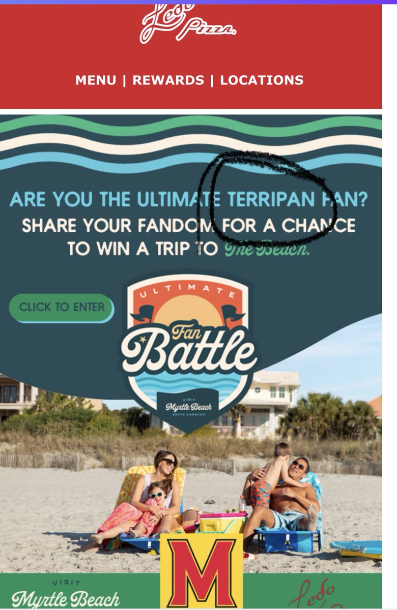 elainef29's tweet photo. @LedoPizza I love your pizza, but not a promotion for my “Terrapins” spelled incorrectly. 🙁 @umterps #ultimateterrapinfan 😊 https://t.co/xJj19Ve2RM