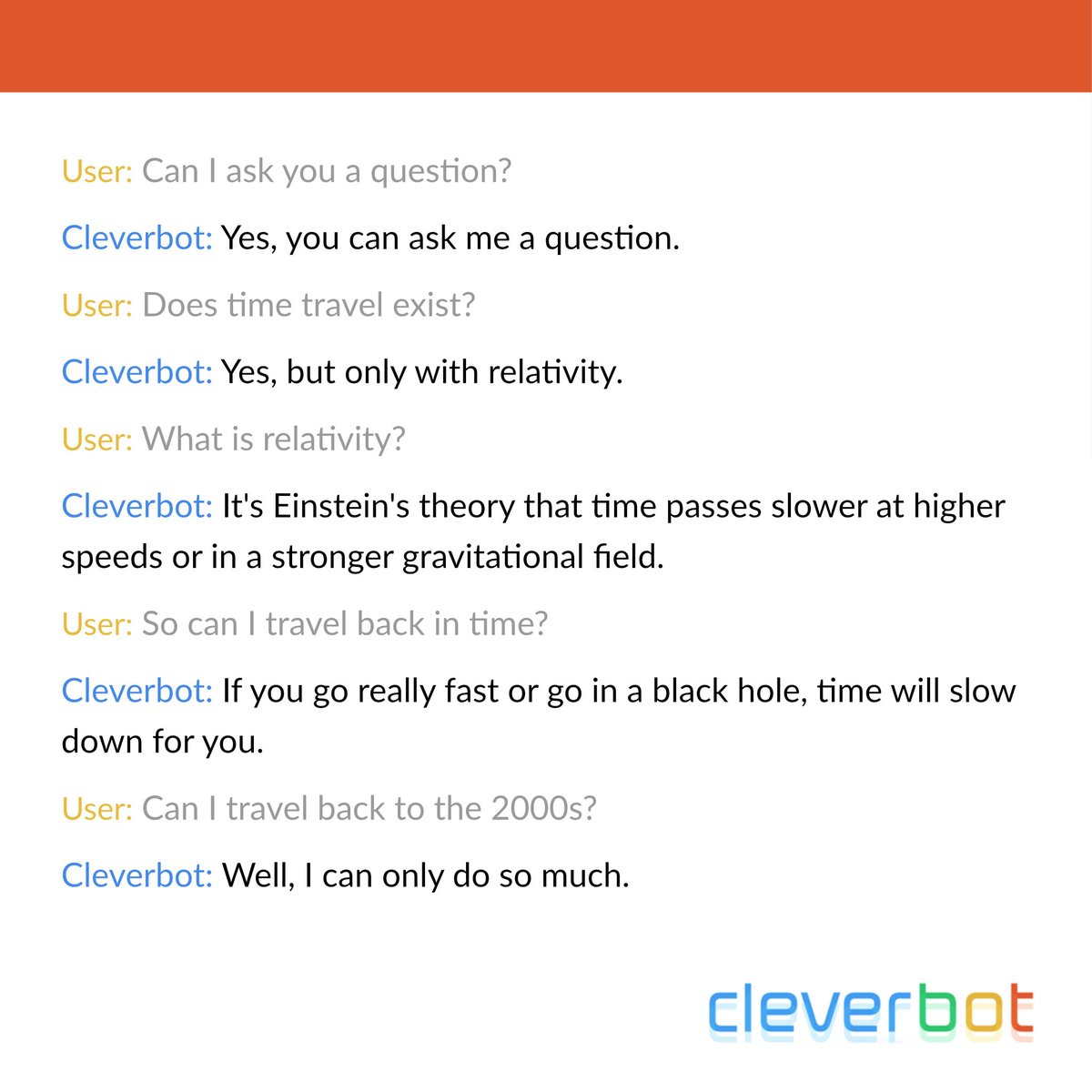 cleverbot's tweet photo. #Cleverbot, temporarily trying to out-clever #ChatGPT https://t.co/EEDpkTis6d