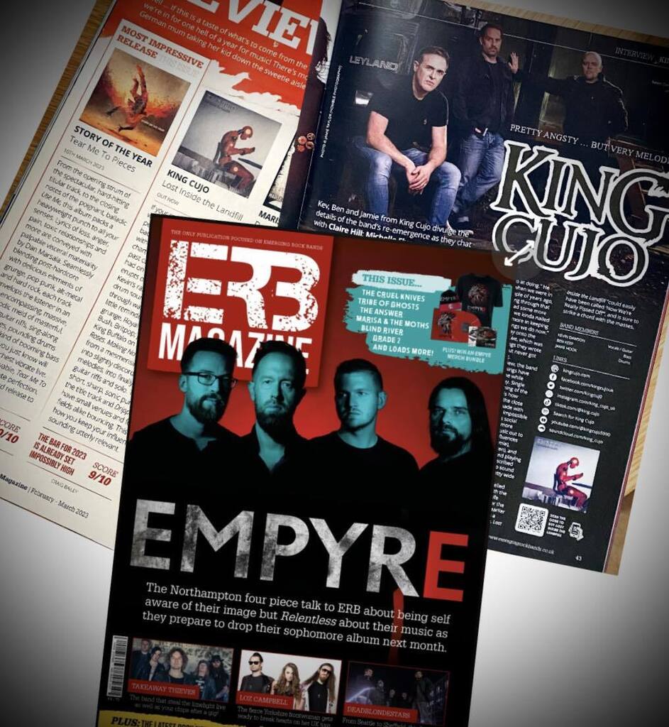Brilliant King Cujo writeup in ERB Magazine, and also an Awesome 9/10 album review! Thanks ERB Magazine You can buy your copy here: ift.tt/fMK7ZJL #kingcujo #albumreview #newalbum #erbmagazine #lostinsidethelandfill instagr.am/p/CovA1GWt8_4/