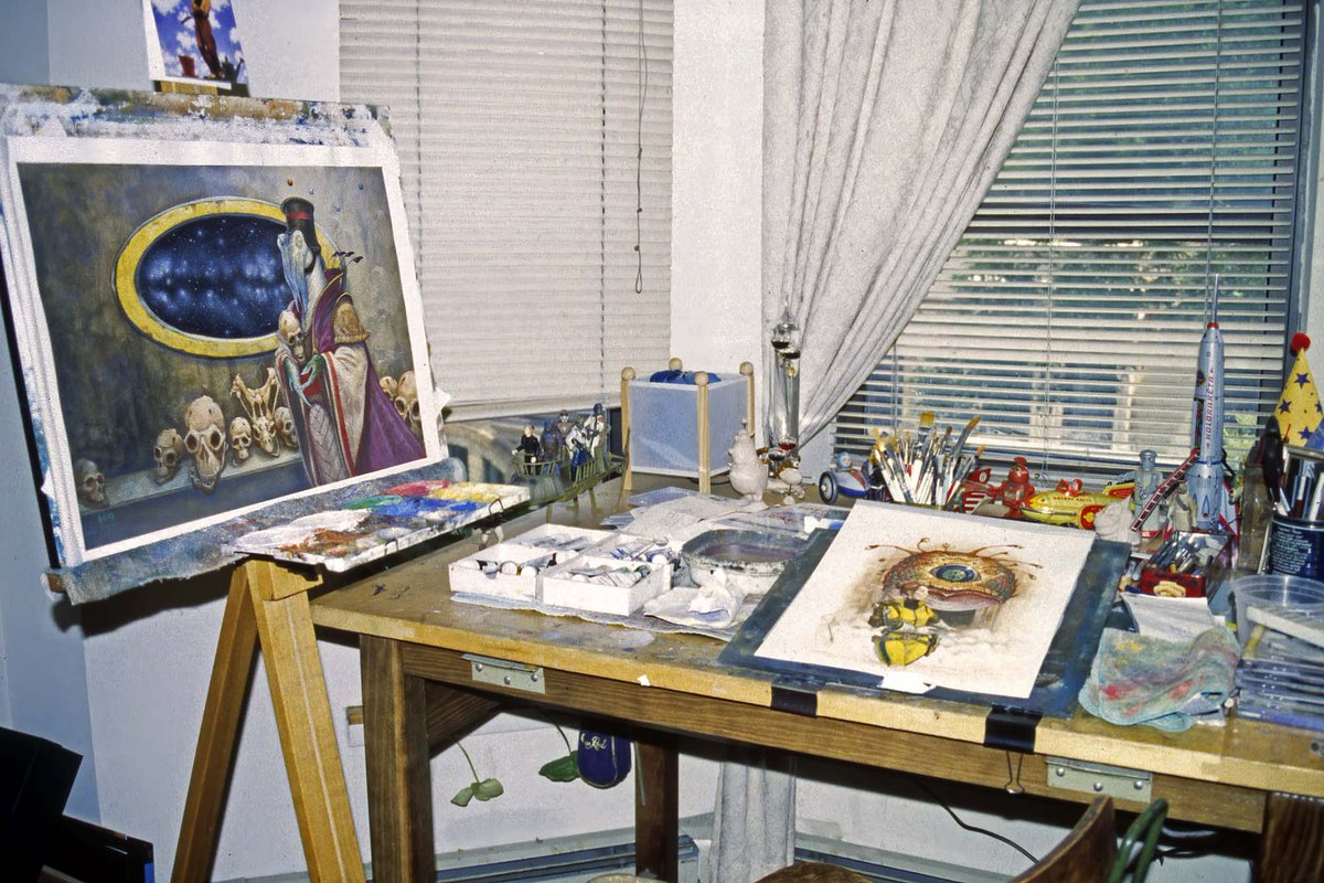Throwing it back to some newly discovered snapshots of my Brooklyn studio nook from 1998. D&amp;D paintings for Dragon magazine (issue 262) had just been completed. 🤓🎨🧌 #ThrowbackThursday #dungeonsanddragons