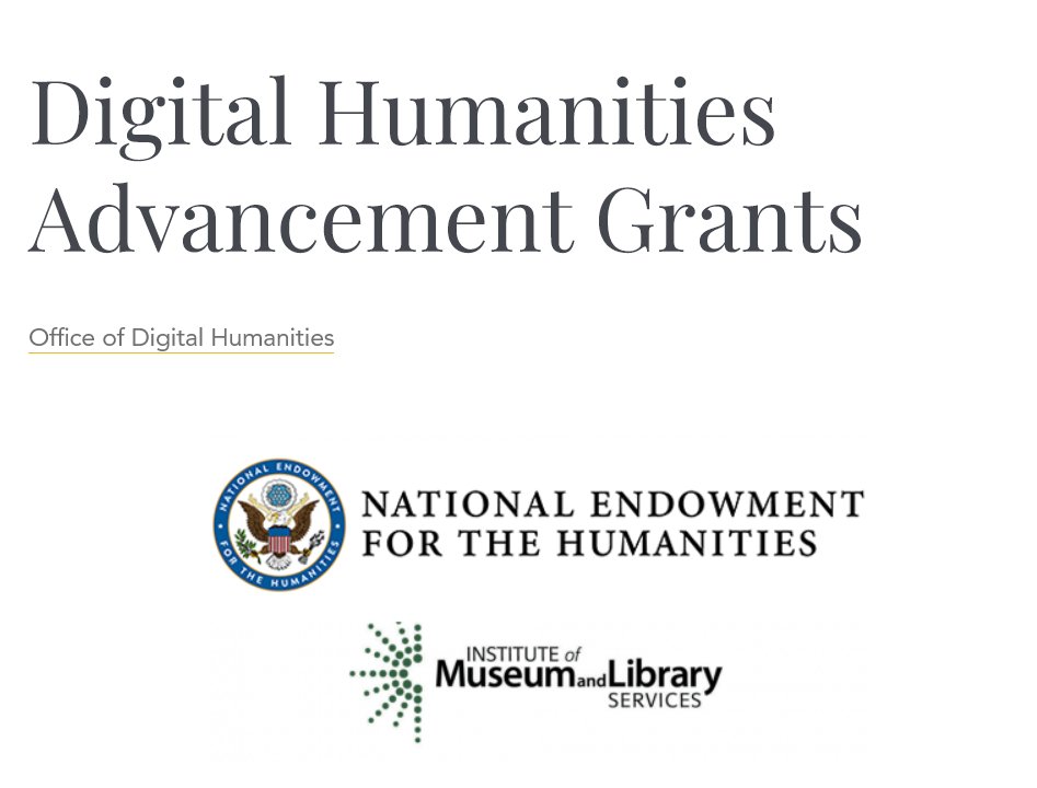 NEHgov's tweet image. .@NEHgov #DigitalHumanities Advancement Grants fund research to develop cyberinfrastructure for the #humanities, including open source software &amp;amp; tools.

The next deadline to apply is June 15: bit.ly/3YCNxEq  

#YearofOpenScience  
#OpenScholarship