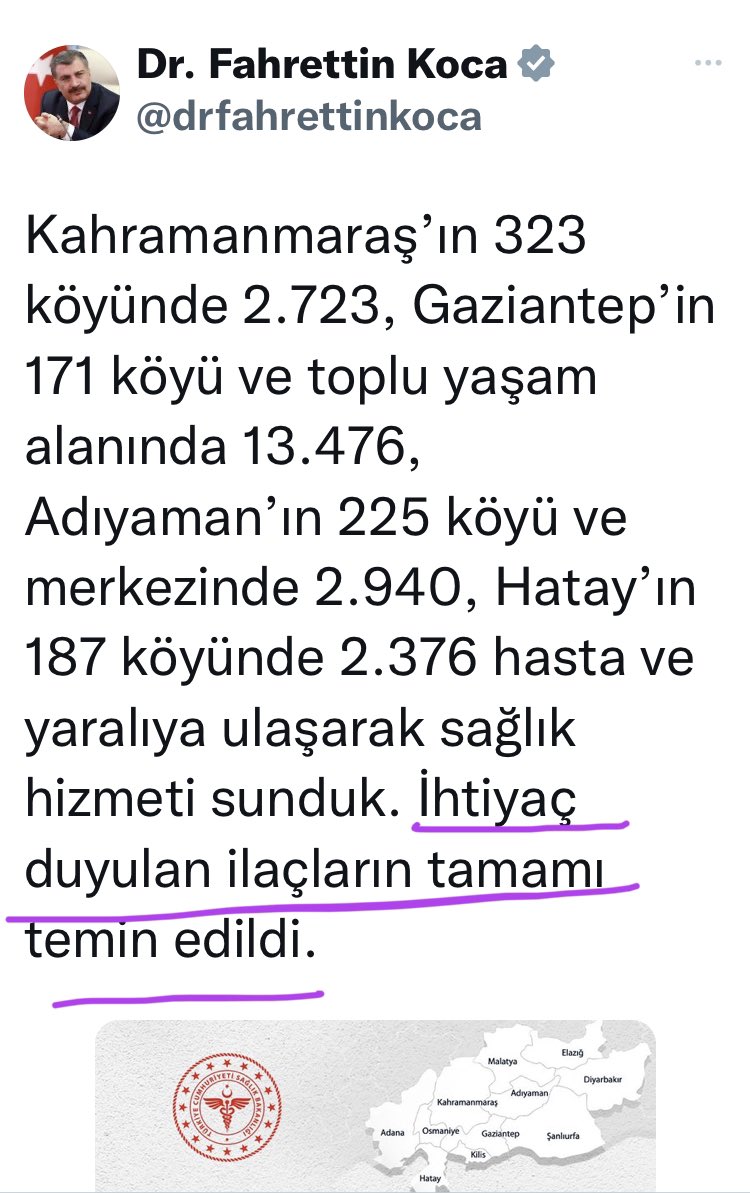 Son cümlenin açıklamasını biz yapalım : Evet tamamen eczacıların kendi örgütlü ve gönüllü güçleriyle vatandaş ilaçsız kalmadı .<a href="/drfahrettinkoca/">Dr. Fahrettin Koca</a> <a href="/tebkurumsal/">Türk Eczacıları Birliği</a>