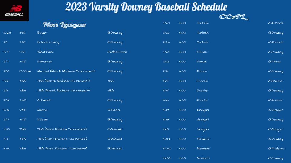 2023 Varsity Schedule
Extremely Challenging. Cant wait!! 💪⚾️