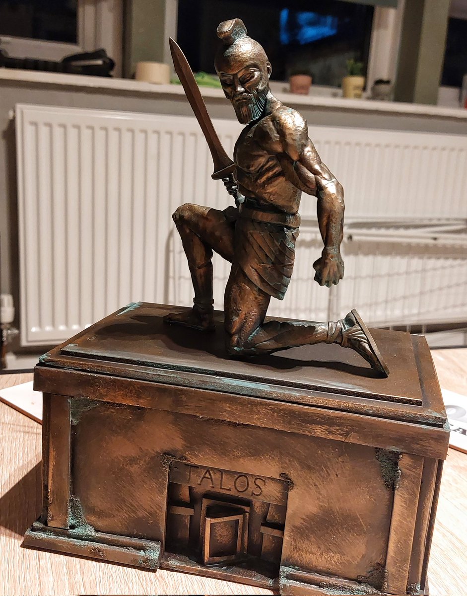 matt_else's tweet photo. Another Talos done.... modeled in lightwave and then resin printed on a halot one plus... plinth handmade from sintra #Talos #greekmythology  #greek #movie #sinbad #stopmotion #3Dprinting #monster #classic #mythology #forsale #ebay #miniaturepainting https://t.co/ISKfWVtuys