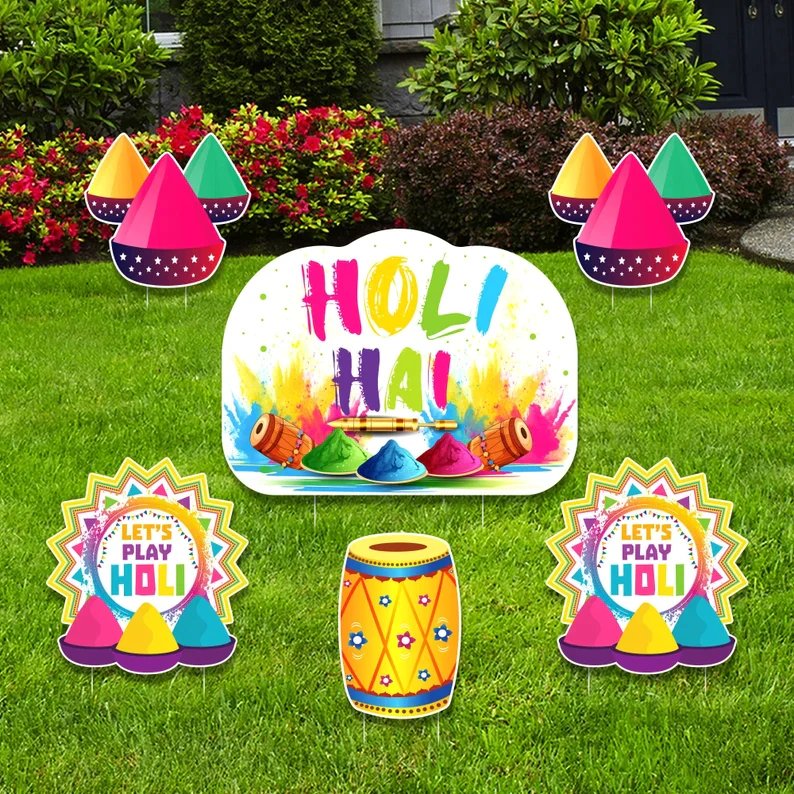 Happiness Holi Hai Yard Sign Cutout voilaprint.com/products/happi… 
#partygifting #cutouts #custompartyfavors #yardsign #holi