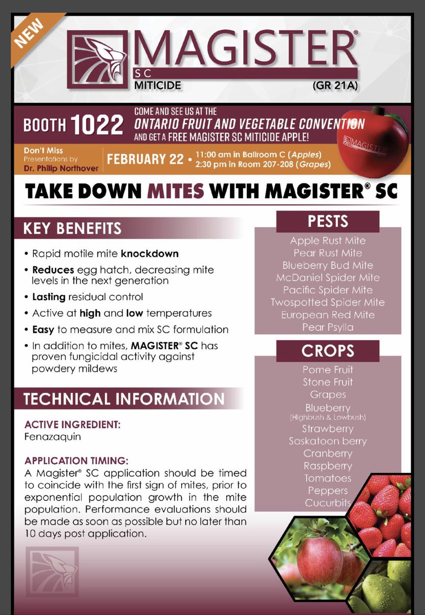 Come and see us at booth 1022 at OFVC 2023 and learn more about Magister SC miticide from Gowan Canada