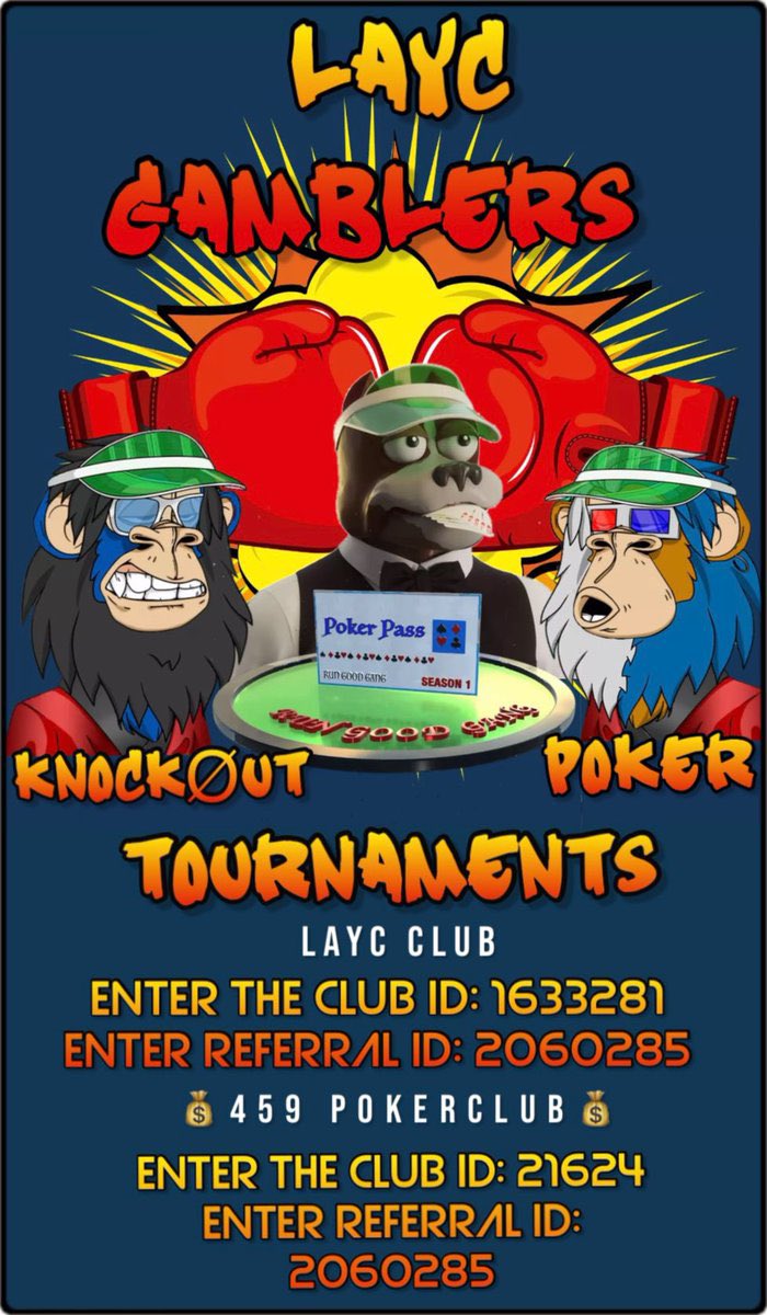 RunGoodGangPP's tweet image. It’s an honor to introduce our newest sponsor @LaycGamblers Poker tomorrow 8:30 PM Est  

🥇@RunGoodGangPP
🥈@BulliesGenesis
🥉 150 Chips

PokerBros app
i.pokerbros.net/4LfrrU5uunb

ClubID: 1633281
Referral ID: 2060285

Must join discord for approval 
discord.gg/YV89b56Spp