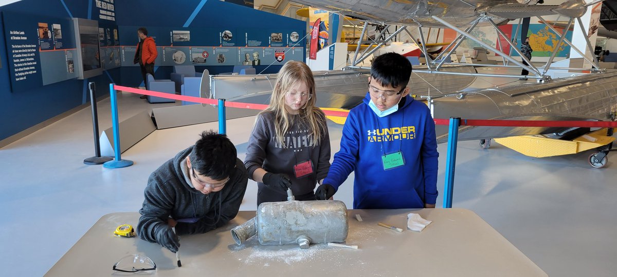 tecvocsymartin's tweet photo. What is it like conserving artifacts at the Royal Aviation Museum? Ask a grade 5/6 King Edward student! @WinnipegSD @KingEdwardWSD @RoyalAviationMB https://t.co/St0UTQKAC1