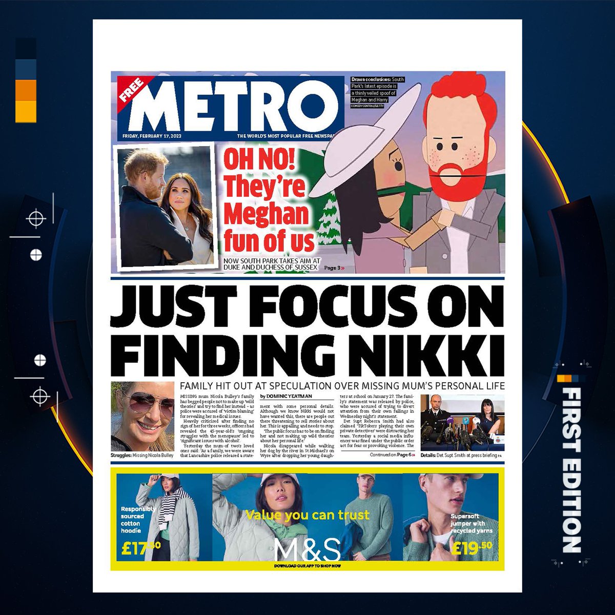 Friday's Metro - Just focus on finding Nikki.

<a href="/MetroUK/">Metro</a> | #TomorrowsPapersToday | #FrontPages
