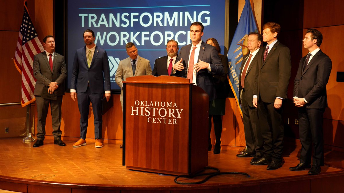 GovStitt's tweet photo. Honored to announce the members of my Workforce Transformation Taskforce.

These business and state leaders will reimagine our approach to workforce so Oklahoma can keep up with the jobs of tomorrow! https://t.co/AhznbnIVAH