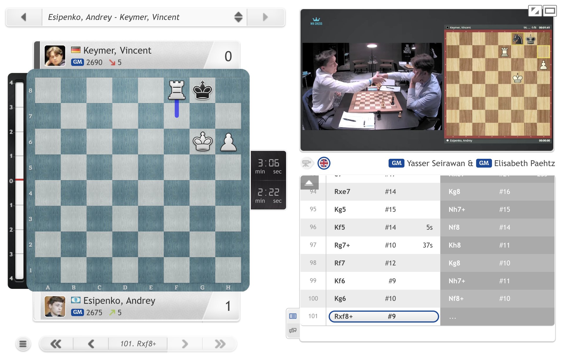 chess24.com on X: Andrey Esipenko continues blitzing out his moves and his  a 30-minute edge over Vincent Keymer, who has a tricky pin on the e-file to  deal with!  #FIDEGrandSwiss   /
