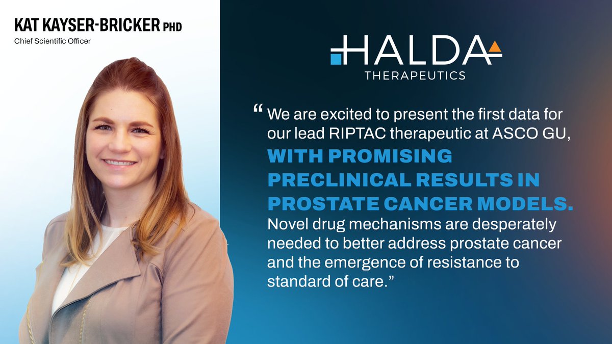 HaldaTx's tweet photo. At ASCO #GU23, Halda’s prostate cancer RIPTAC™ therapeutic shows a novel cancer cell-killing mechanism designed to leverage Androgen Receptor for tumor targeting, independent of its cancer-driver status, and overcome common cancer drug resistance.
https://t.co/fYPtwV9xwh https://t.co/KNjPGvQch9