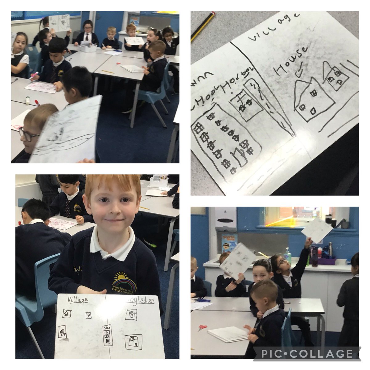 MRPAyear1A's tweet photo. Retrieval at the end of our geography lesson, showing differences and similarities between a town and village. Some children chose to draw and some wrote. @MRPA_Geography https://t.co/eDcQ4LkJEZ