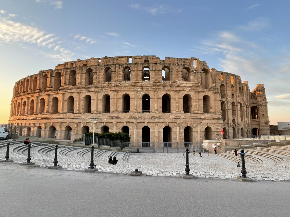 carolemadge's tweet photo. This afternoon at the Amphitheatre of El Jem, the largest colosseum in North Africa which could hold up to 35,000 spectators. It is dated to the 3rd-century AD.
#Archaeologytravel #Tunisia https://t.co/SQpFirV4IW