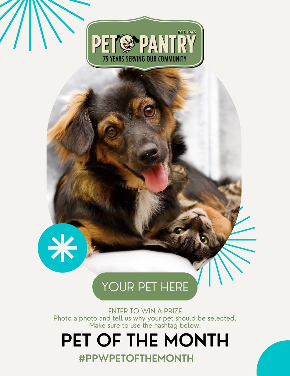 Enter the <a href="/PPWPET/">Pet Pantry Warehouse</a> Pet of the Month contest! Your local family owned pet supplies retailer for over 75 years. #PPWPet