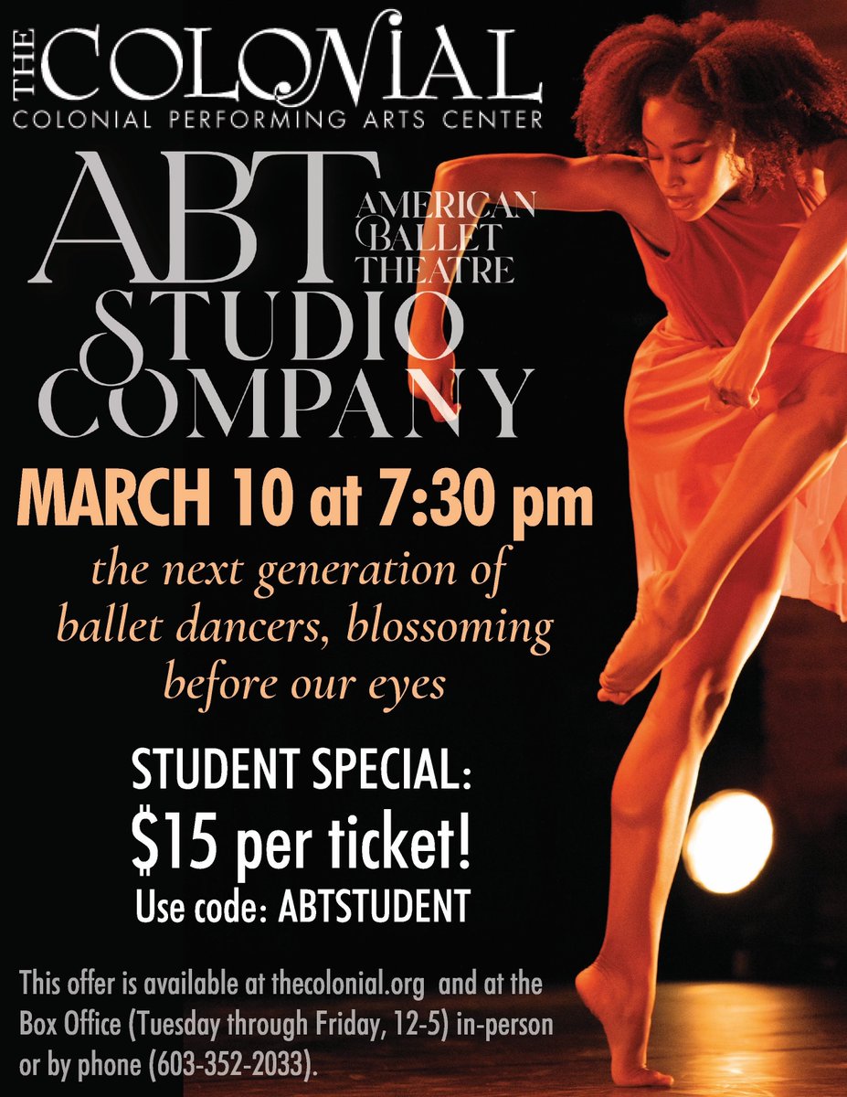 MoCoArts's tweet photo. MoCo’s Executive Director/Artistic Director of Dance, Reagan Messer, danced for the Boston Ballet for many years and states, “ABT Studio Company brings some of the best young dancers in the world to the stage. This is an opportunity to see the future stars of the ballet world.” https://t.co/2dq5tajHFk