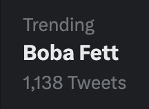 bobafettfanclub's tweet image. #BobaFett is trending right now