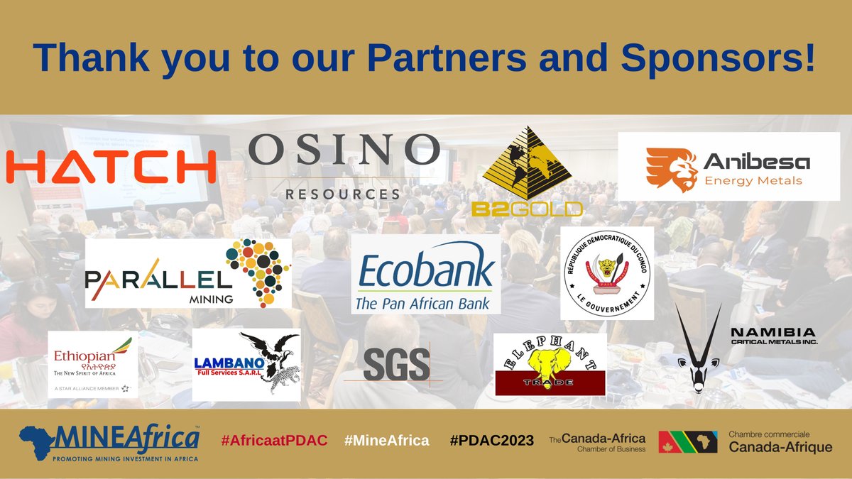 A big thank you to our Partners and Sponsors who make it the biggest African mining event in North America. Join us on Mar 7 during #pdac2023 tinyurl.com/3hr57wkc.  <a href="/CanAfricaBiz/">Canada-Africa Chamber of Business</a>