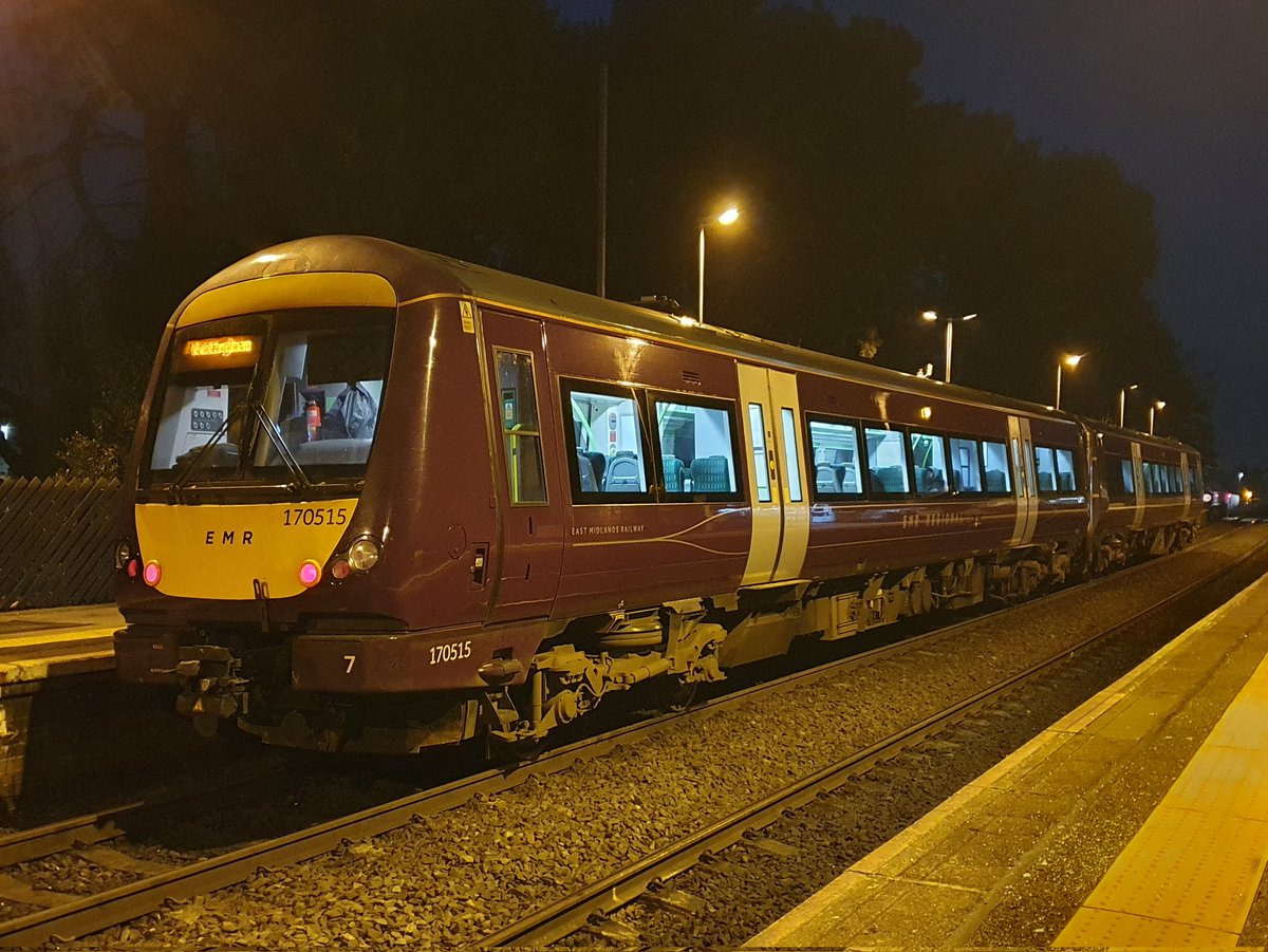 JamesTGlossop's tweet image. East Midlands Railway 170515 seen at Long Eaton last Tuesday evening working the 17:58 to Nottingham. (07/02/2023) #LongEaton #Class170 #Derbyshire @EastMidRailway