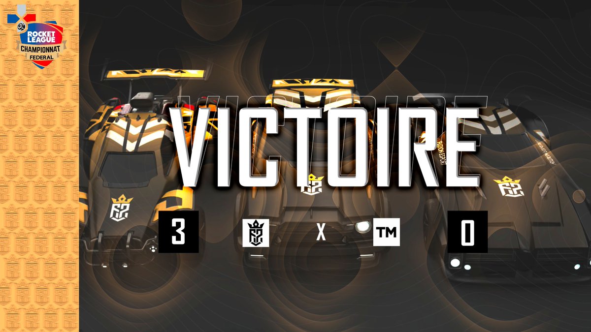 C'EST UNE  TROISIÈME VICTOIRE ! 🚗

Nos joueurs académiques s'imposent contre 
la TM pour le troisième match du championnat fédéral de la <a href="/ffjv_officiel/">FFJV : Fédération Française de Jeu Vidéo</a> ! 🤩

🚗<a href="/RyzoxRL/">Ryzox</a>
🚗@Luc29747724
🚗<a href="/Katakuri944/">Katakuri_</a>

GG WP