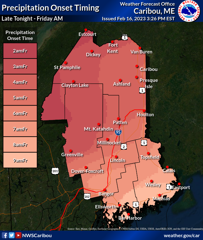 NWS Caribou on Twitter "Precipitation Onset and Ending Times for this