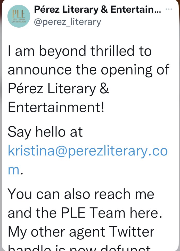 Hats off to my superstar agent!! So thrilled for this new endeavor! @perez_literary