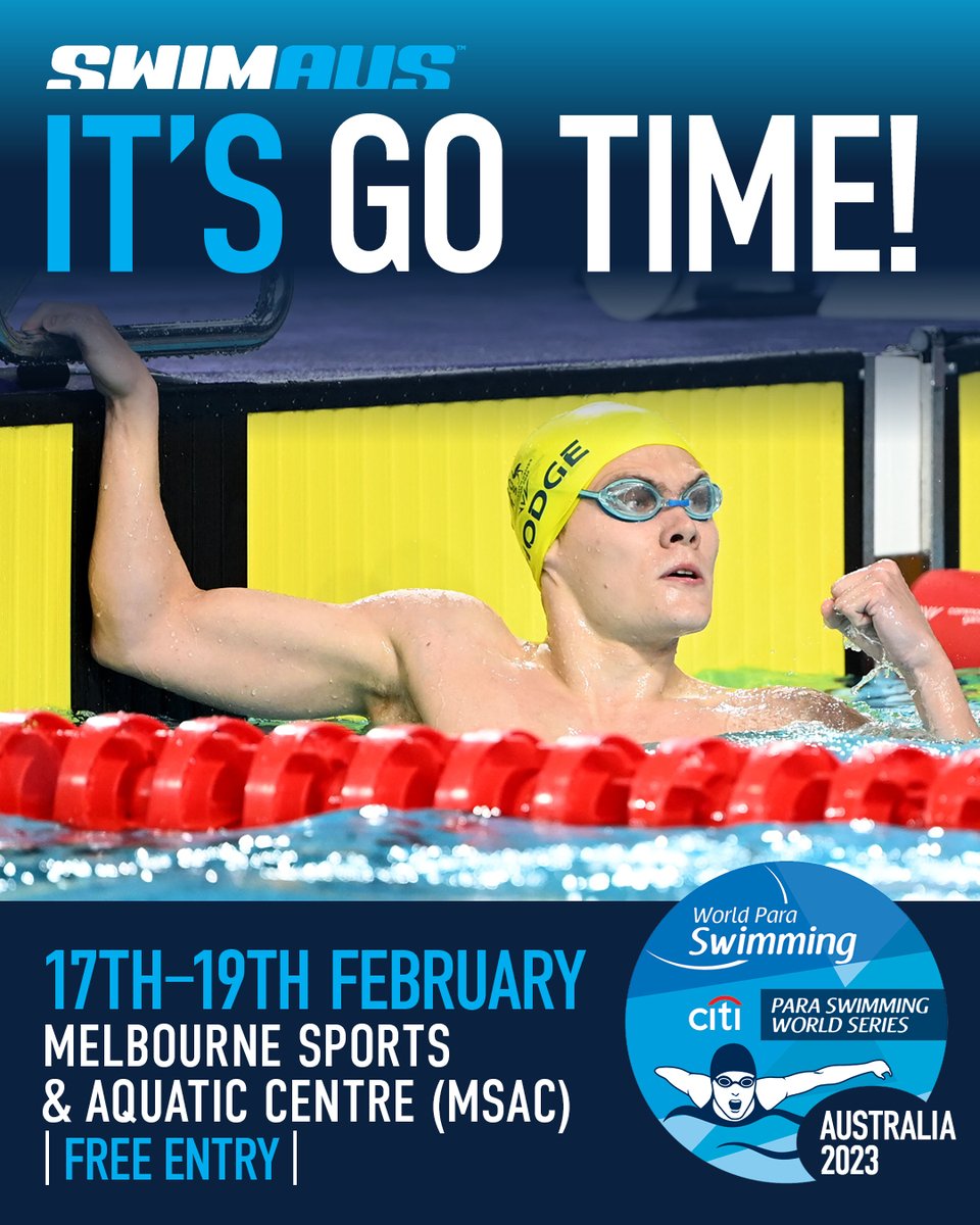Swimming Australia (@swimmingaus) on Twitter photo IT’S GO TIME! Our Para athletes are ready to take on the world’s best swimmers at the 2023 World <a href="/Para_swimming/">Para Swimming</a> Series over the next 3 days. 🌏
Watch the action at @MelSportCentres or live on <a href="/kayosports/">Kayo Sports</a>. 📺👉 kayosports.com.au/sports/sport!s…
<a href="/AUSParalympics/">AUS Paralympic Team</a> | <a href="/DolphinsAUS/">Australian Dolphins Swim Team</a> | <a href="/swimvic/">Swimming Victoria</a> IT’S GO TIME! Our Para athletes are ready to take on the world’s best swimmers at the 2023 World <a href="/Para_swimming/">Para Swimming</a> Series over the next 3 days. 🌏
Watch the action at @MelSportCentres or live on <a href="/kayosports/">Kayo Sports</a>. 📺👉 kayosports.com.au/sports/sport!s…
<a href="/AUSParalympics/">AUS Paralympic Team</a> | <a href="/DolphinsAUS/">Australian Dolphins Swim Team</a> | <a href="/swimvic/">Swimming Victoria</a>