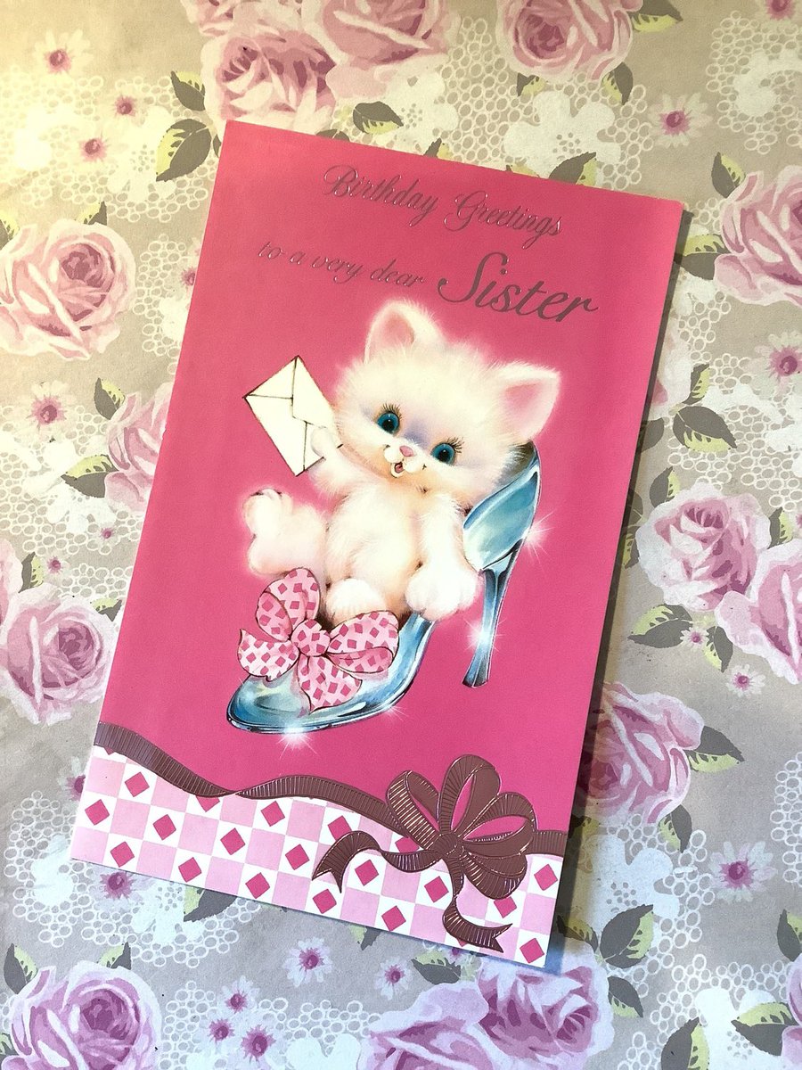 WatsonsVintage's tweet photo. The PURRFECT Retro Sister Birthday Card in my #etsy shop: RARE Circa #1980s #Vintage Unused 'Birthday Greetings To A Very Dear Sister' -Super Cute/Retro Card With Cat Sat In a High-Heeled Shoe Design https://t.co/zsR8fzOLPx #CatDesignCard #ShoeLoverSister https://t.co/5oEVDaIcZK