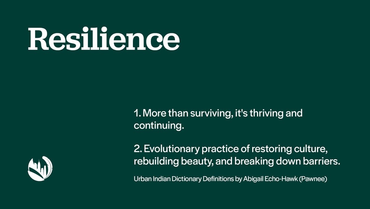 TheUIHI's tweet photo. What does it mean for our communities to be resilient?
⬇️ Check out our slide below for the answer.
#UrbanIndianDictionary #Resilience #DecolonizeData #NativeTwitter https://t.co/fsEaXx7sLK