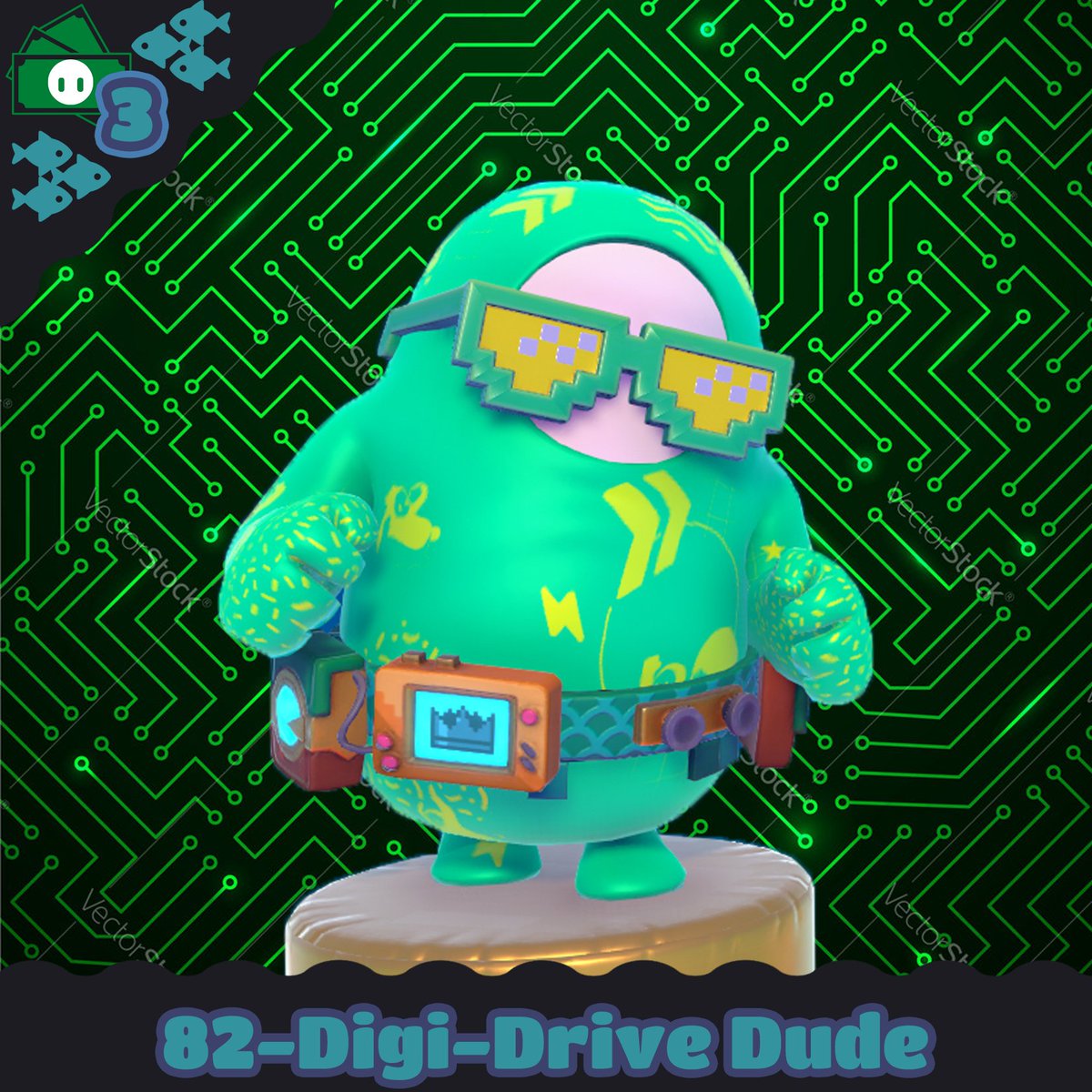 Bean on a Budget- Season 3! 
Episode 82- Digi-Drive Dude! 
Items:
Lemonade Vision- 2200 kudos 
Digi-Drive Belt- Free! (Silent's Memories Event)
Digi-Tizer Diagrams pattern- Free! (Lobstar League 2.0 Event)
Northern Lights color- 1000 kudos