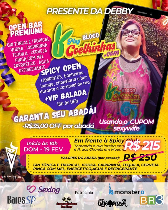 Ol&aacute;!  Presente da Sexy Wife! Para ganhar R$35 de desconto no Open Bar  Premium da Spicy e ter acesso
