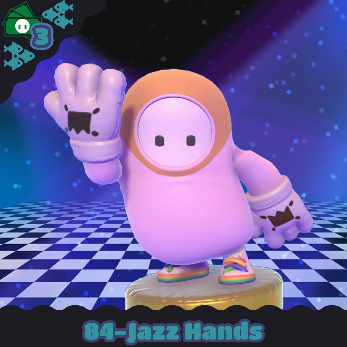 Bean on a Budget- Season 3! 
Episode 84- Jazz Hands! 
Items:
Cartoon Gloves- 2200 kudos 
Colorful Kicks- Free! (Better Together Event)
Tops and Toes pattern- Free! (SS2 pass)
Binocular color- 1000 kudos 
Monochrome face- Free! (SS2 pass)