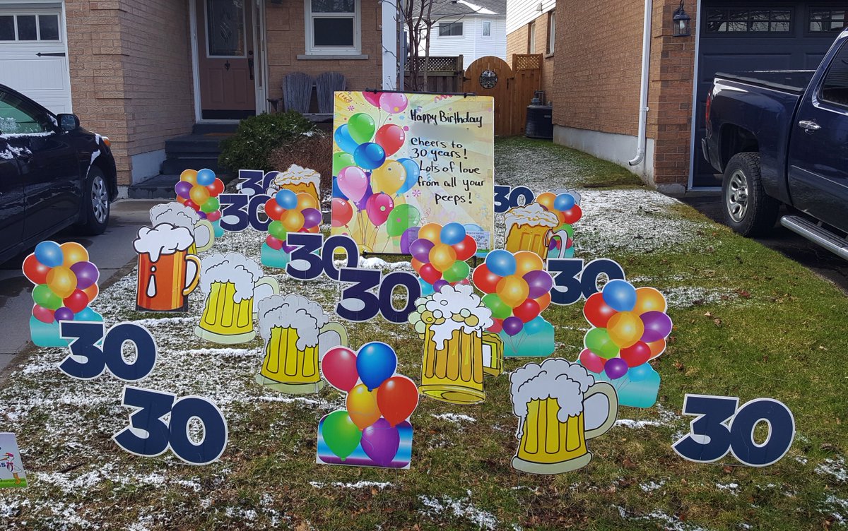 AOSigns's tweet photo. #BirthdayLawnSigns.   Call now to order a fun lawn display for their special day! 905-728-5639 https://t.co/8nV65GCzv8