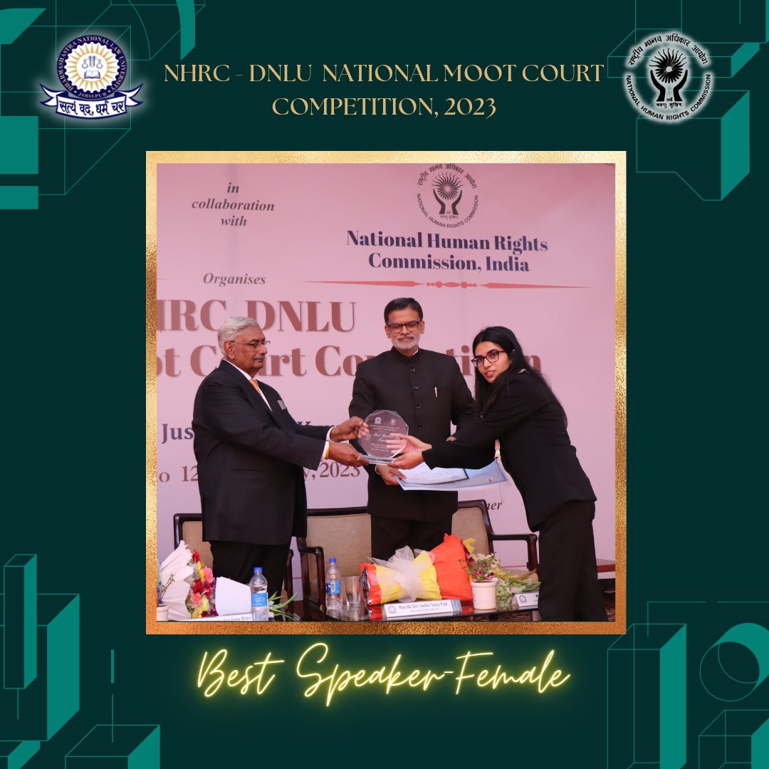 mccatdnlu's tweet photo. We are proud to announce Ms. Kudrat Mann from DBRANLU Sonepat as the 'Best Speaker' in the female category. 
We wish her all the best in her future endeavours. https://t.co/2AKf0pjvIB