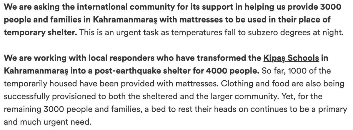 SibelOktay's tweet photo. Friends in #Turkey still need our help, folks. I personally know the local responders who are trying to transform a school into a shelter for 4000 people. They need mattresses. A single foam mattress costs $11. Please consider donating 🙏
https://t.co/l8HWDSh1ax https://t.co/x5x43IUxqI