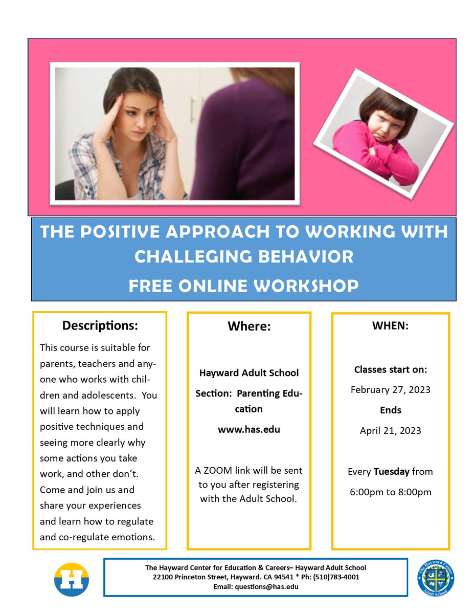 HaywardAdult's tweet photo. Looking for a parent education class? Check this one out! https://t.co/i9tLpiiTVr