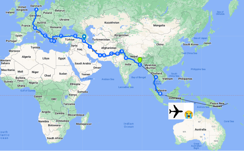 dr. gianluca grimalda (@ggrimalda) on Twitter photo My #SlowTravel from Germany🇩🇪 to PNG🇵🇬 for fieldwork research has started.I plan to travel 39,000km on land and sea rather than✈️ to reduce my carbon footprint. My trip will reduce CO2 by 6,7tons compared to✈️-albeit still emitting 2,7tons. Here you can follow daily updates. 1/🧵 My #SlowTravel from Germany🇩🇪 to PNG🇵🇬 for fieldwork research has started.I plan to travel 39,000km on land and sea rather than✈️ to reduce my carbon footprint. My trip will reduce CO2 by 6,7tons compared to✈️-albeit still emitting 2,7tons. Here you can follow daily updates. 1/🧵
