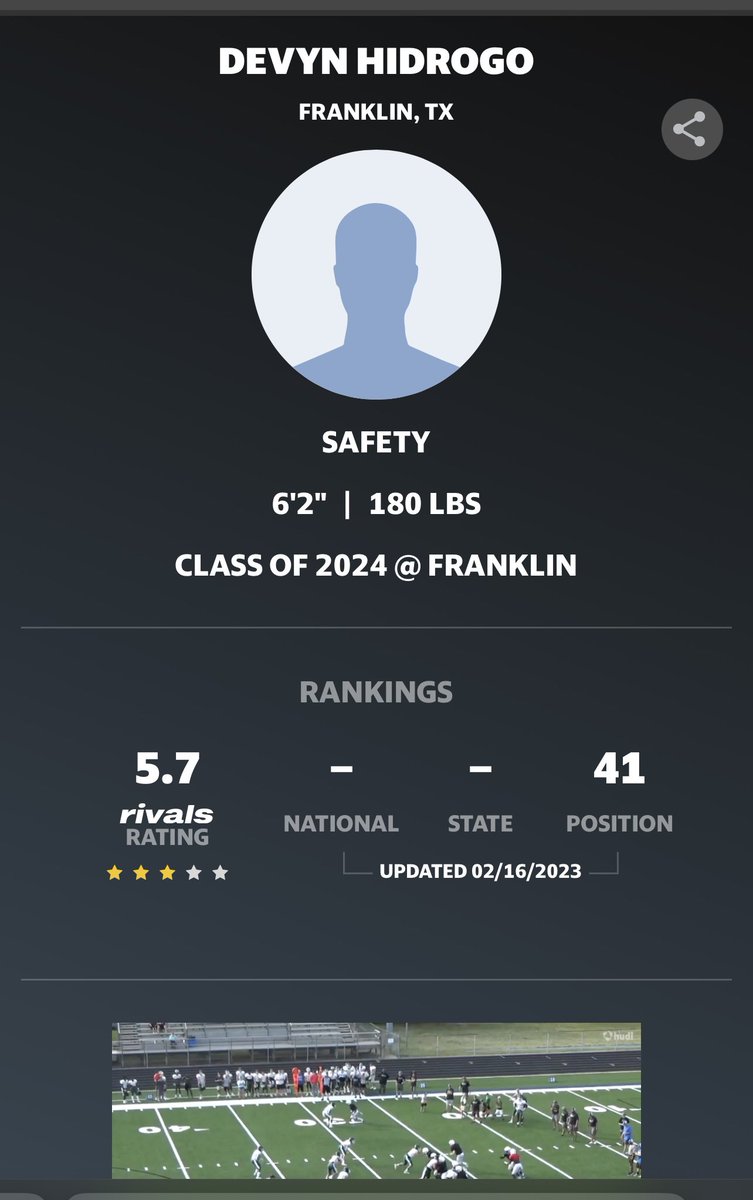 Devyn_Hidrogo5's tweet photo. 3⭐️ rating from @Rivals https://t.co/PRbDhPK3Yk
