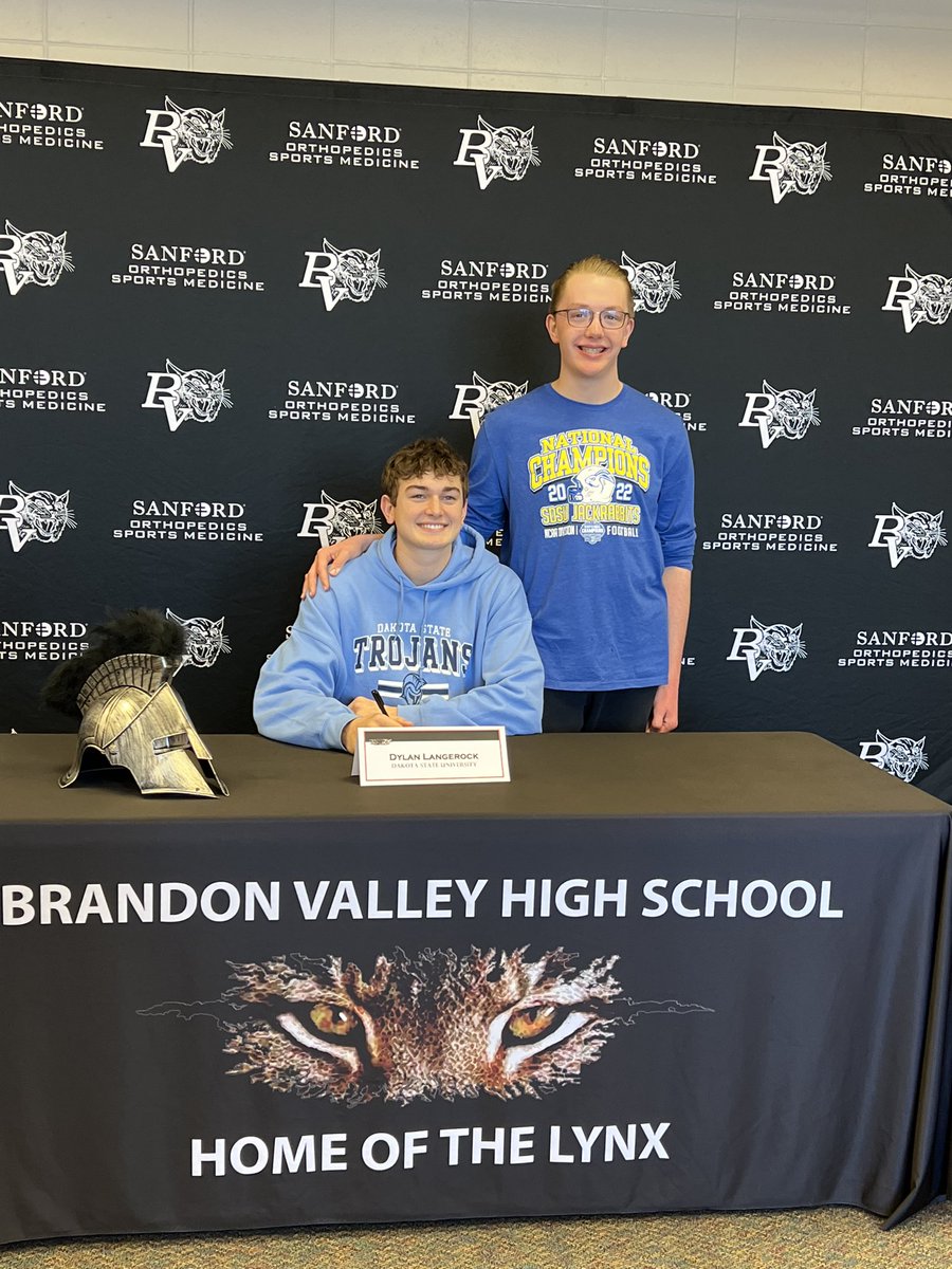 BV Lynx Football (@bvhsfootball) on Twitter photo Bravo <a href="/DylanLangerock/">Dylan Langerock</a> signing with <a href="/DSUFootball/">Dakota State University Football</a> where he will boost the culture with his charisma (homecoming king) & ability (67 catches for 1,125 yards, 9 TDs)
We’re so thankful for all Dylan has done. The future is bright for this young man. #onefamily #lynxway #king 👑 🗡️⚔️ Bravo <a href="/DylanLangerock/">Dylan Langerock</a> signing with <a href="/DSUFootball/">Dakota State University Football</a> where he will boost the culture with his charisma (homecoming king) & ability (67 catches for 1,125 yards, 9 TDs)
We’re so thankful for all Dylan has done. The future is bright for this young man. #onefamily #lynxway #king 👑 🗡️⚔️