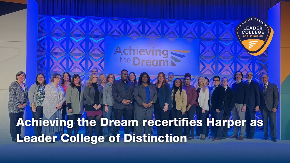 HarperCollege's tweet photo. Harper College is among just three community colleges in the country to be named a Leader College of Distinction by @AchieveTheDream, a national nonprofit dedicated to advancing community colleges as hubs of equity and mobility in their communities. https://t.co/fKY3t8rW5v https://t.co/8iMvB2Et3i