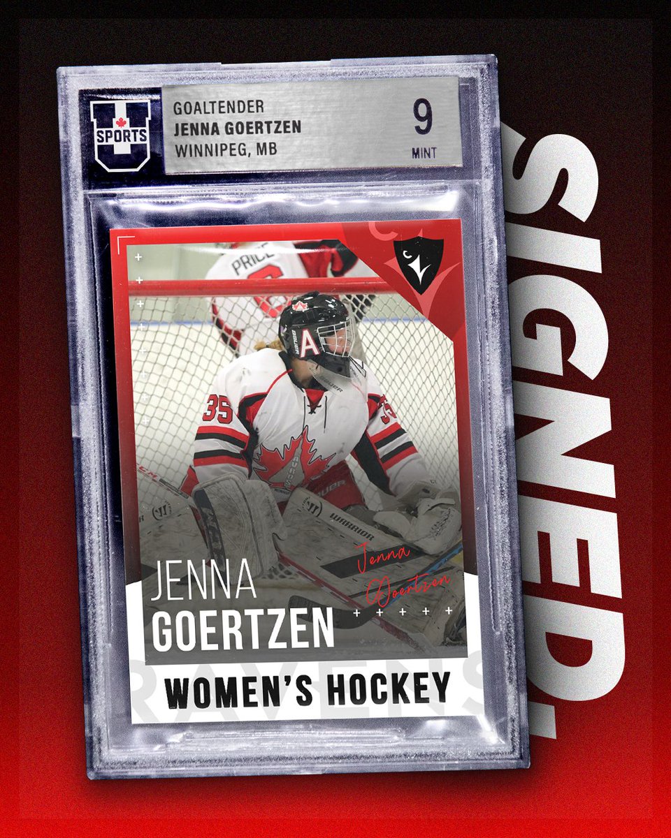 Ravens women's hockey is proud to announce the commitment of  Winnipeg Avros goaltender, from Winnipeg, MB — Jenna Goertzen  🥅  🤝