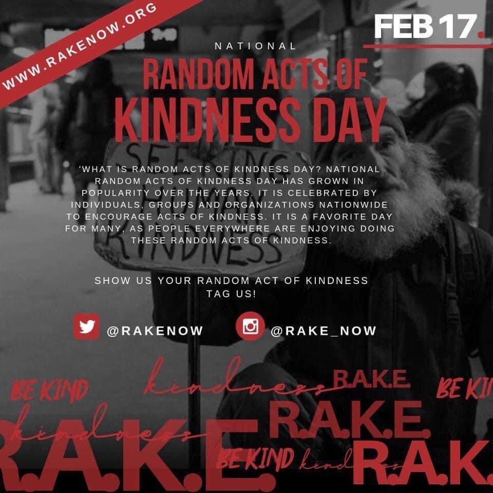 Rickonia's tweet photo. February 17, 2023 is National Random Acts of Kindness Day 

#NationalRandomActsofKindnessDay https://t.co/Z86iL0F4eb