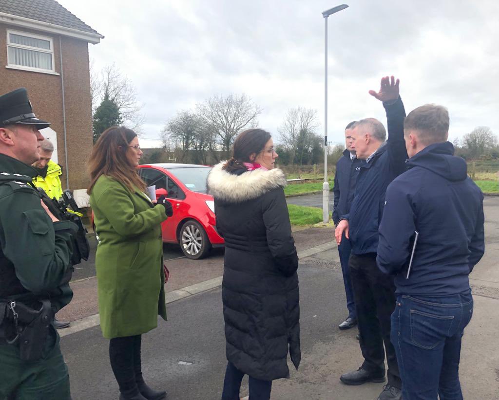 DeclanKearneySF's tweet photo. Very constructive discussions today with multi agency colleagues from the Housing Executive, PSNI, Council, & DfI on regeneration priorities for local estates during visits hosted by myself & Antrim Town representative @LucilleOHagan to #Springfarm #Rathenraw & #Greystone https://t.co/8LghvY7n9U