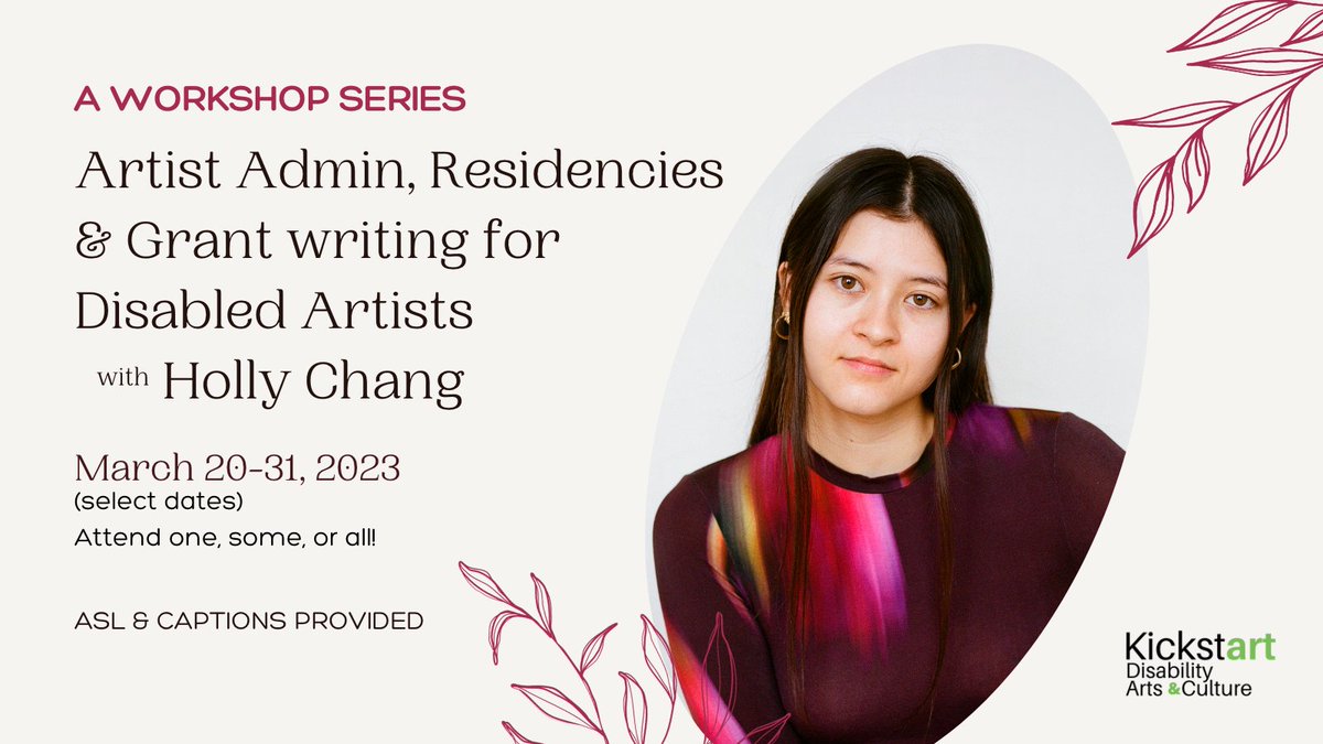 Join @hollymchang for a series of workshops for disabled artists. The three-part series features workshops on artist admin, residencies, and grant writing with two hands-on support sessions from Holly. To Register: kickstartdisability.eventbrite.ca