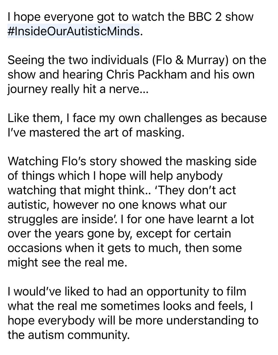 What I took from a brilliant programme #insideourautisticminds #autisticandproud