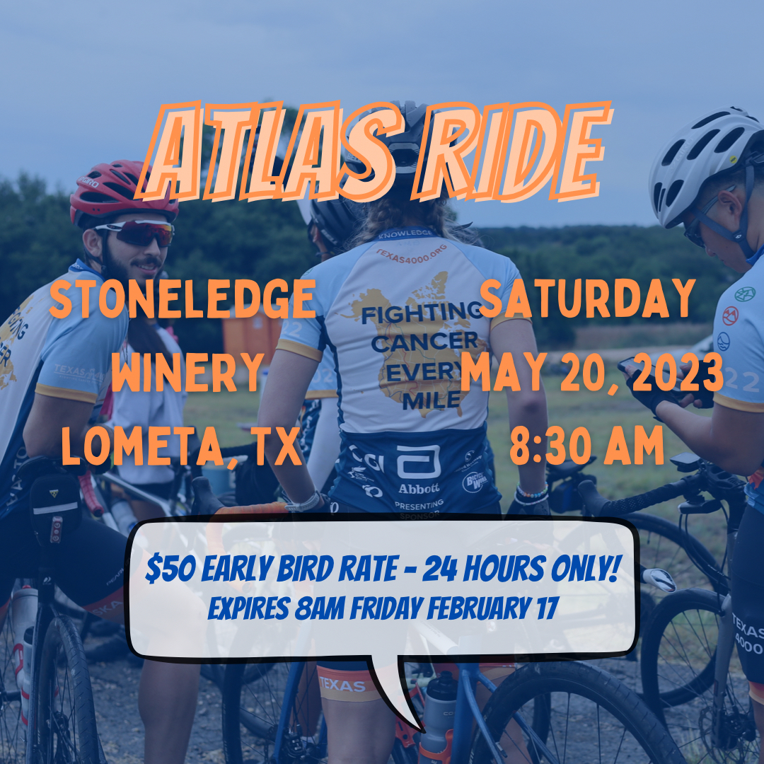 Texas4000's tweet photo. Join the 2023 Texas 4000 Team on Day One of their cancer-fighting journey from Austin, Texas to Anchorage, Alaska! Register for the ATLAS Ride at the early bird rate of $50 per person, ends 2/17 at 8am. https://t.co/dho61OgGjg https://t.co/lOI2dZdkAy