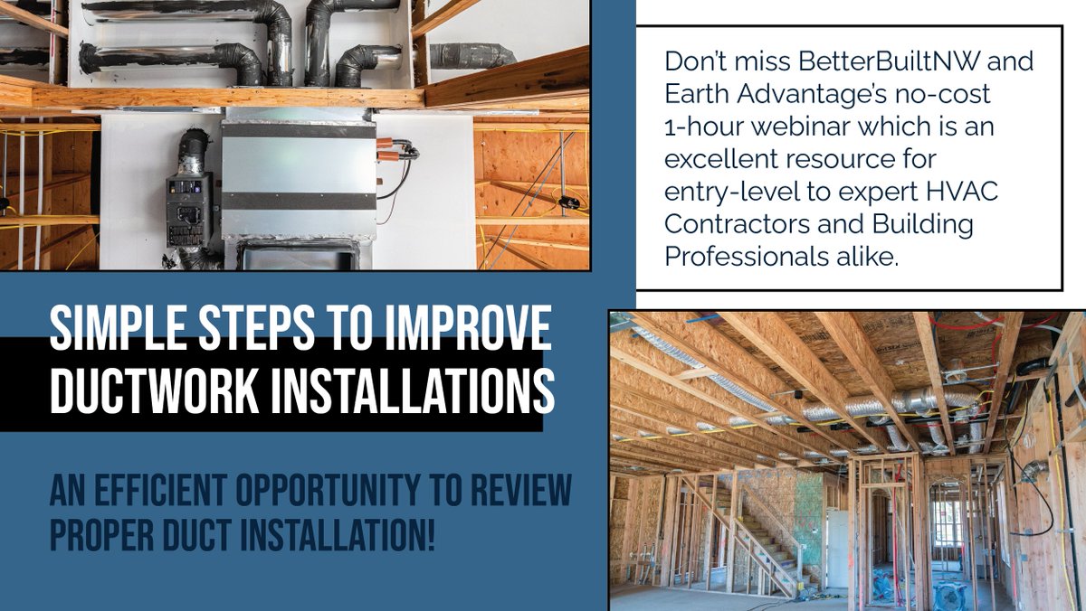 We will be covering common ductwork installation performance issues and how they can be easily avoided. Learn more and register here loom.ly/aCZ17RE #home #continuingeducation #buildingscience #greenconstruction